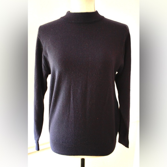 VTG Bleyle 100% Pure Merino Wool Navy Crew Neck LS Sweater Top - Picture 2 of 12